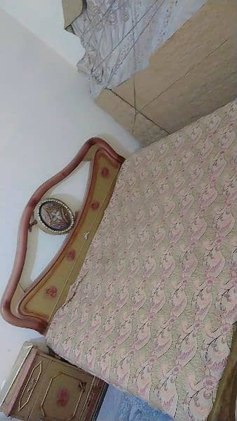 pure wooden bed with spring matters and two side tables 5