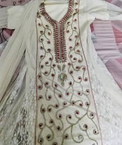 White Stitched Net Maxi frok in size M-L for girls