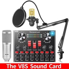 BM-800 Podcast Mic Set With V8S Live Sound Card,Condenser Microphone W