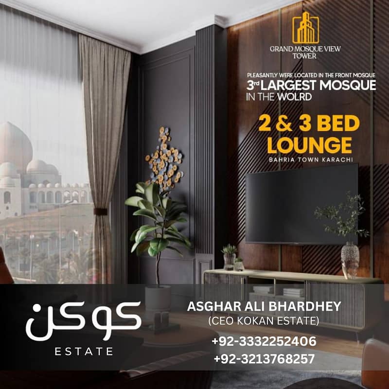 LUXURIOUS APARTMENTS FRONT OF GRAND MASJID OF BAHRIA 2