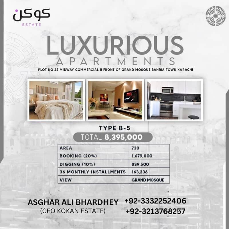 LUXURIOUS APARTMENTS FRONT OF GRAND MASJID OF BAHRIA 5