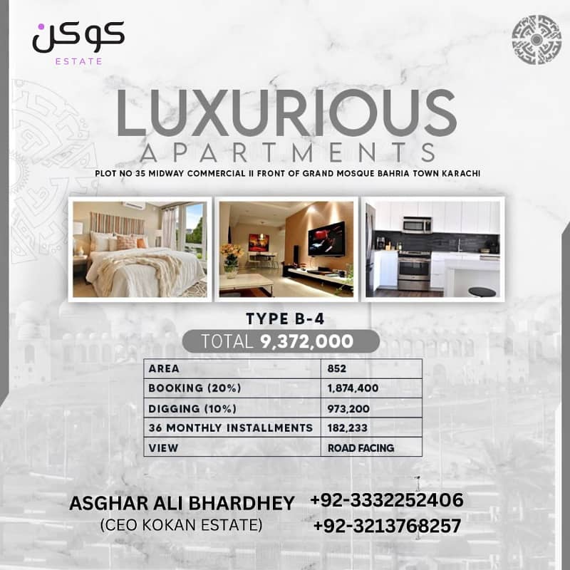 LUXURIOUS APARTMENTS FRONT OF GRAND MASJID OF BAHRIA 8