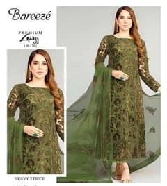 3 pcs women’s  unstitched lawn embroidered  suit