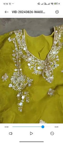 fancy handmade mirror embroidery mehndi dress just one time use 1