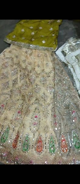 fancy handmade mirror embroidery mehndi dress just one time use 2