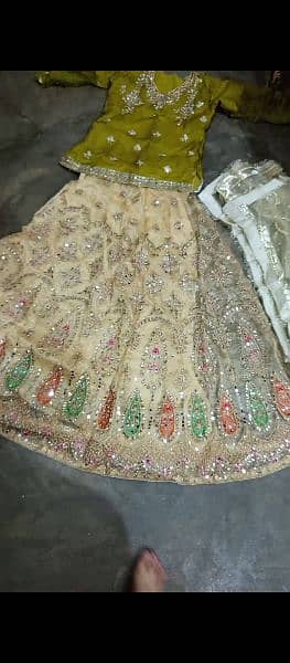 fancy handmade mirror embroidery mehndi dress just one time use 3