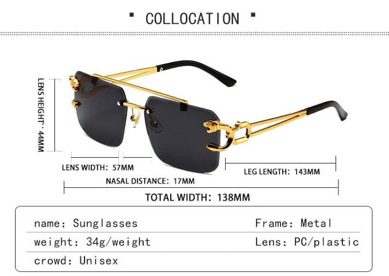 Retro Double Beam Sunglasses For Men and Women Leopard Frameless 1