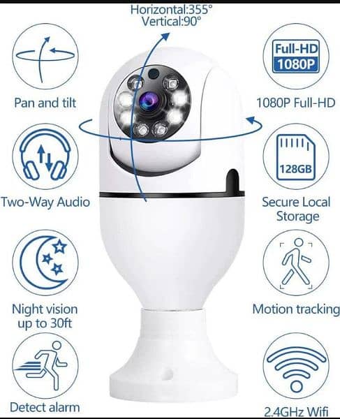 360° WiFi Bulb Camera Wireless free home delivery cash On delivery 0