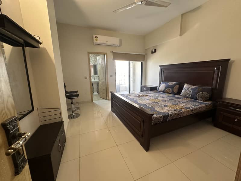 978 sq ft 1 bed furnished apartment Defence Executive Apartments DHA 2 Islamabad for rent 1