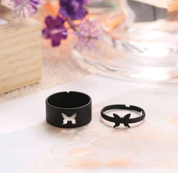 3 Pcs Black Butterfly Couple's Ring 1