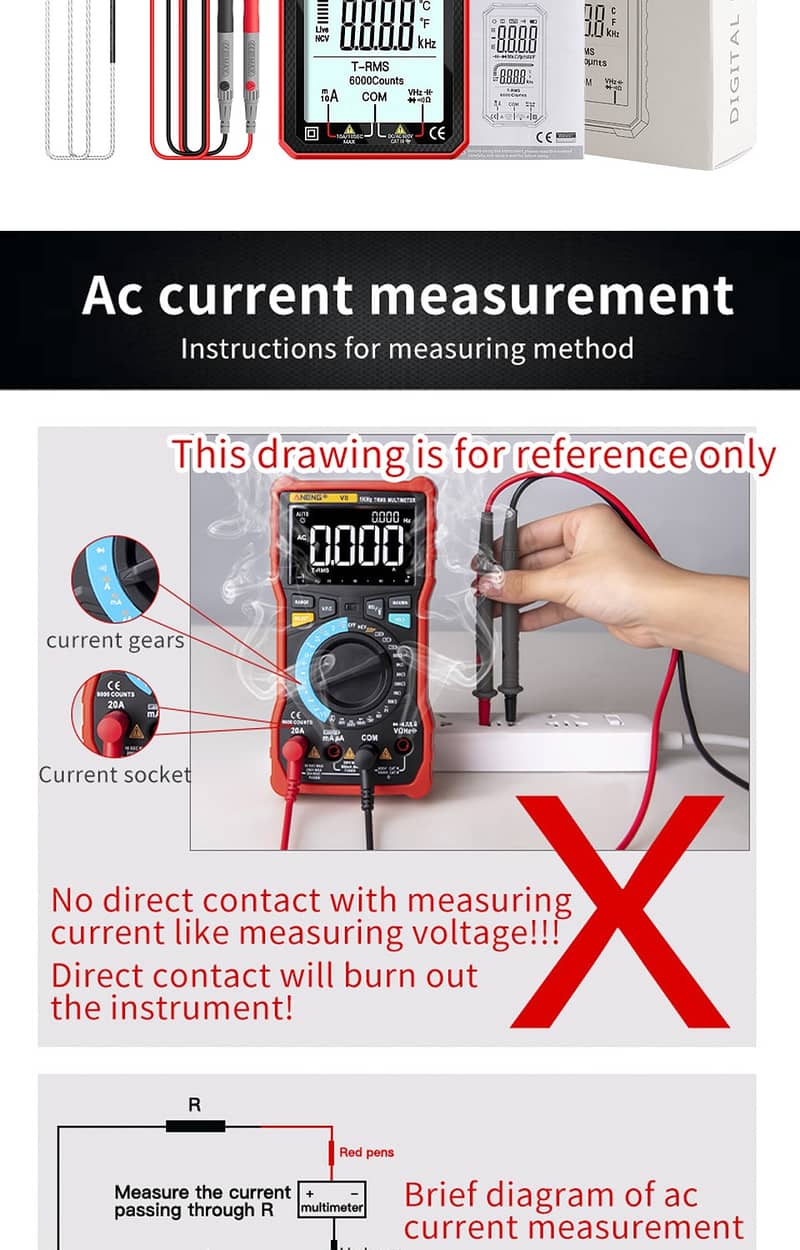 Aneng 620A Digital Multimeter 4.77 Big Screen | Auto | Solar Inverter 11