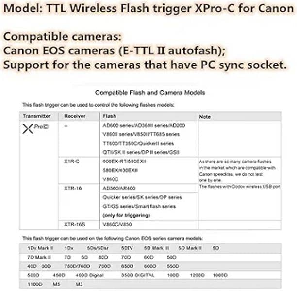 Godox Xpro-C TTL Wireless remote Flash Trigger for Canon HSS TTL 3