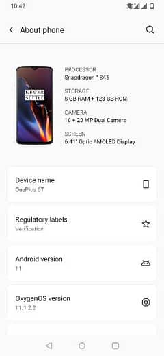 OnePlus 6t. dual sim sell or exchange. Pta dual sim approved