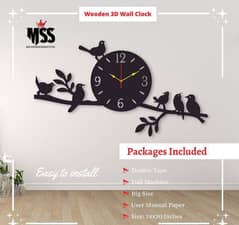 Analog stylish Birds Design MDF Wall Clock