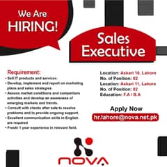 Sales Executive for Lahore  Nova Communictions 0