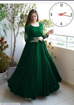 3 Pcs women's stitched Shamoz silk Embroided Gown Suit 0