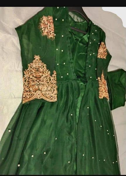 3 Pcs women's stitched Shamoz silk Embroided Gown Suit 2