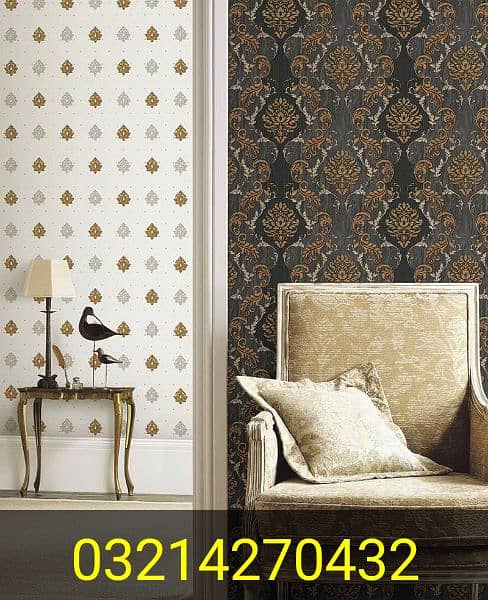 Classic wallpaper/ blinds/ wooden floors/ pvc skirting/ wall moulding 2