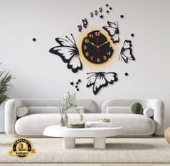 butterfly laminated wall clock with back light