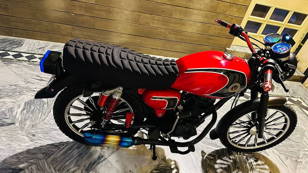 Honda CG 125 2014 Convert In Caferacer  color Red For Sale 1