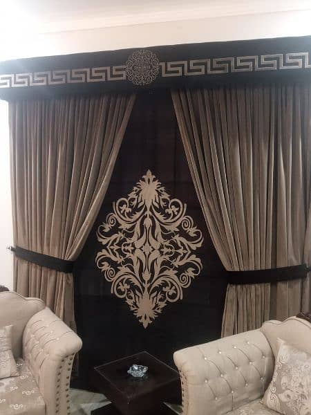 Velvet Curtains with Blind 1