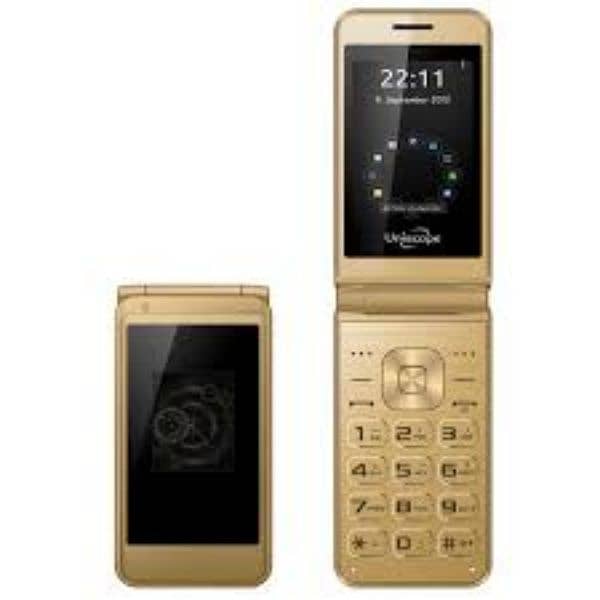 Uniscope Us9 Dual Sim Golden Flip Phone bid display pta Approved 0