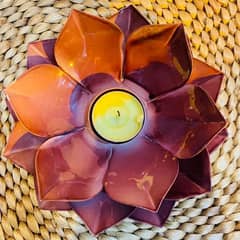 Stunning Metallic Lotus Flower Candle holder