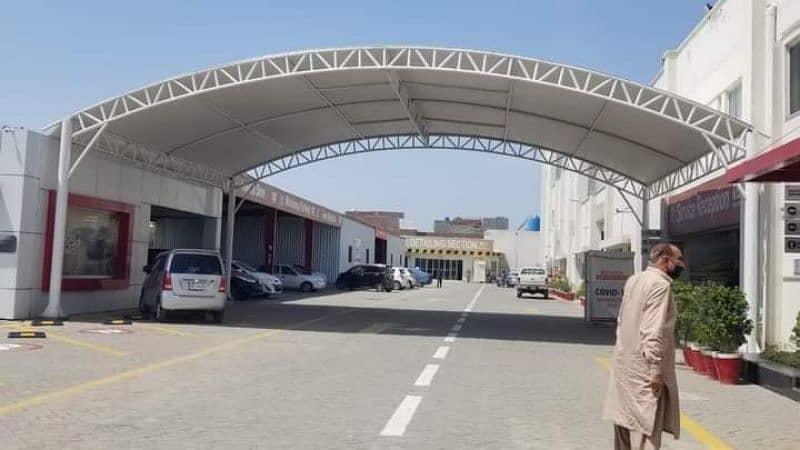 Car Parking Shades | Tensile Shades | wall Mounted porch |Cafe Roofing 5