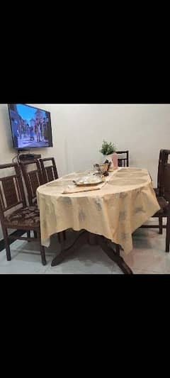 6 seater wooden dining table