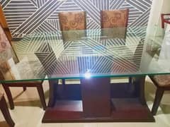 dining table set with six chairs in a good condition 0