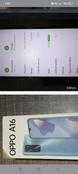 Oppo A16 (4/64) 10/10 condition with back cover and full sealed set 1