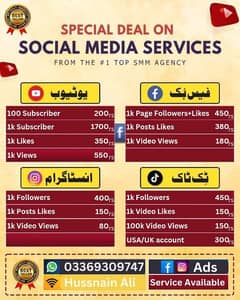 Facebook, Instagram, Tik tok & YouTube followers, likes, views availab