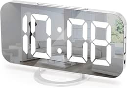 Digital Alarm Clock, LED Mirror Alarm Clock for Bedroom