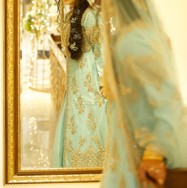 walima bridal dress in blue color 2