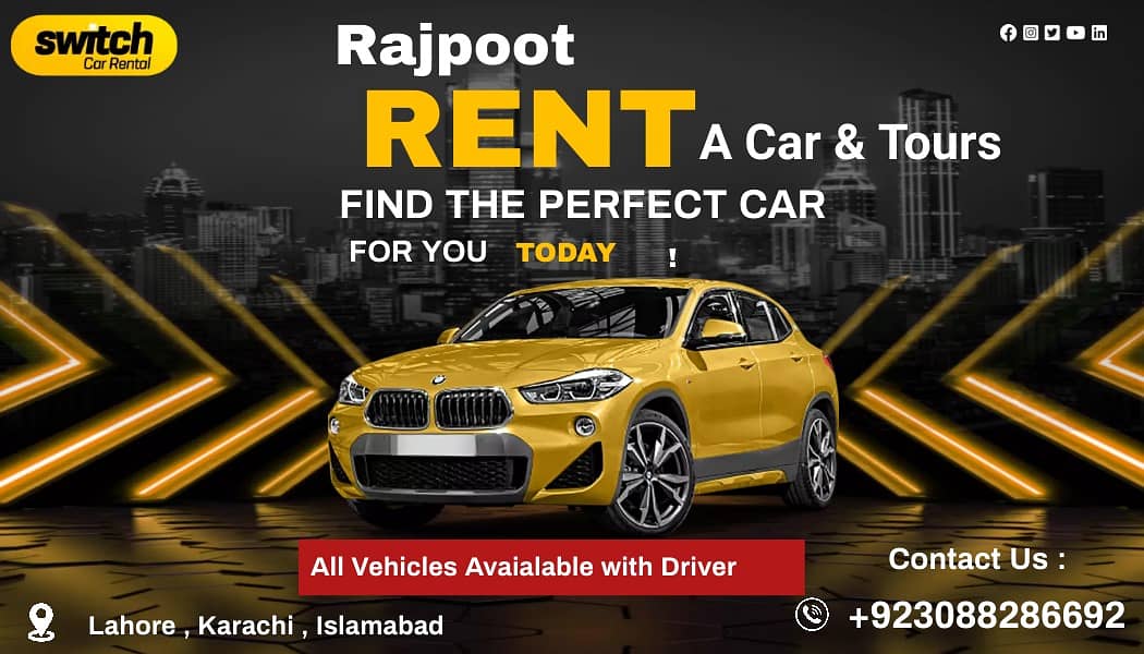 Rent a Car in Lahore/Rent a Car With Driver/Corolla/GLI 0