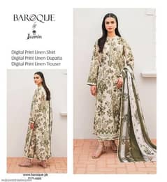 3 Pcs women's unstitched Linen Digital print suit / delivery free