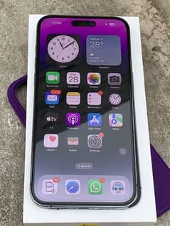 i phone 14 pro max jv purpel colour 128gb condition 10by9 helath 90