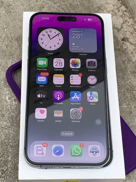 i phone 14 pro max jv purpel colour 128gb condition 10by9 helath 90 0