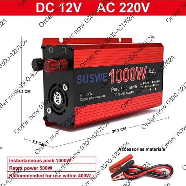 3000W Pure Sine Wave Inverter 12v ~ 220V  Converter Power Supply DC AC 0