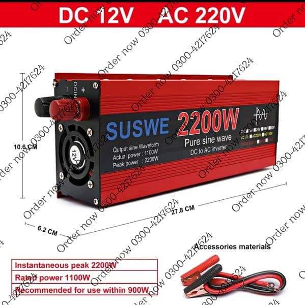 3000W Pure Sine Wave Inverter 12v ~ 220V  Converter Power Supply DC AC 3