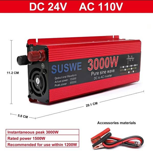 3000W Pure Sine Wave Inverter 12v ~ 220V  Converter Power Supply DC AC 5