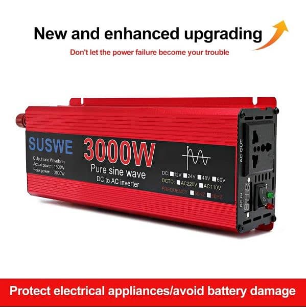 3000W Pure Sine Wave Inverter 12v ~ 220V  Converter Power Supply DC AC 8