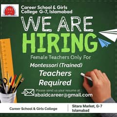 Required Female Teacher In School For Montessori Trained