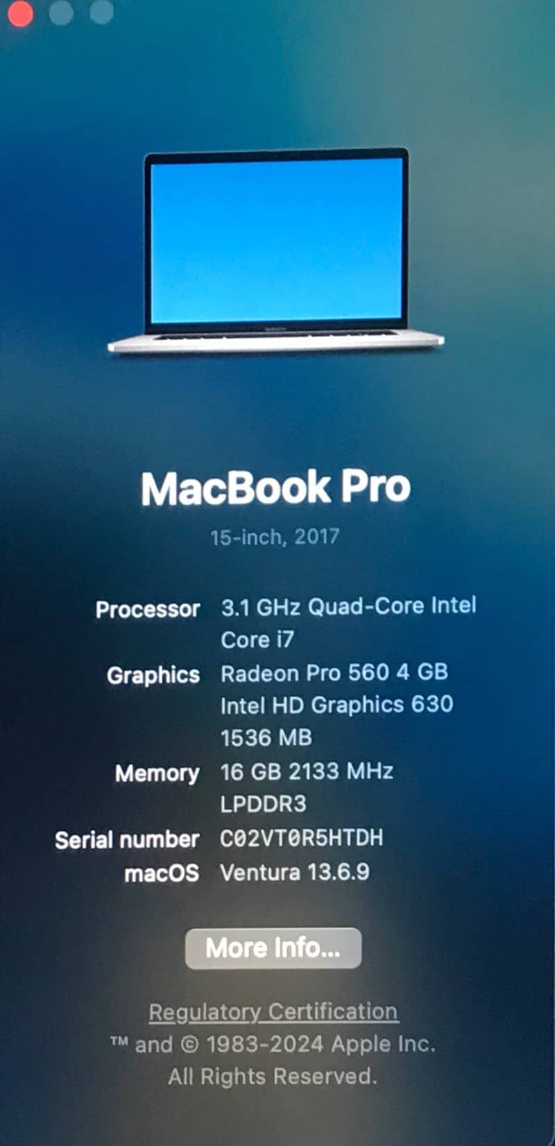 2017 MacBook Pro 15" 4GB Gfx Card (Touch Bar Varient) 1