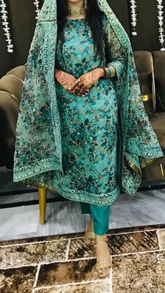 embroided 3 pc dress full embroided dupatta with paltawa 0