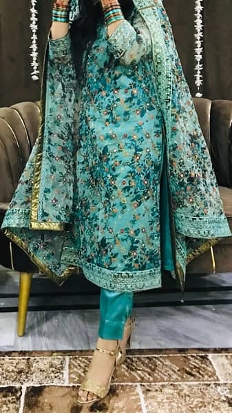 embroided 3 pc dress full embroided dupatta with paltawa 3