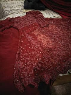 dark red marrown net bridal dress