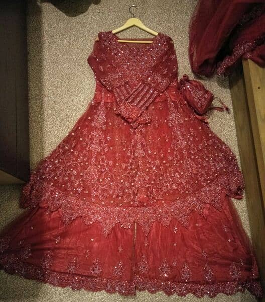 dark red marrown net bridal dress 8