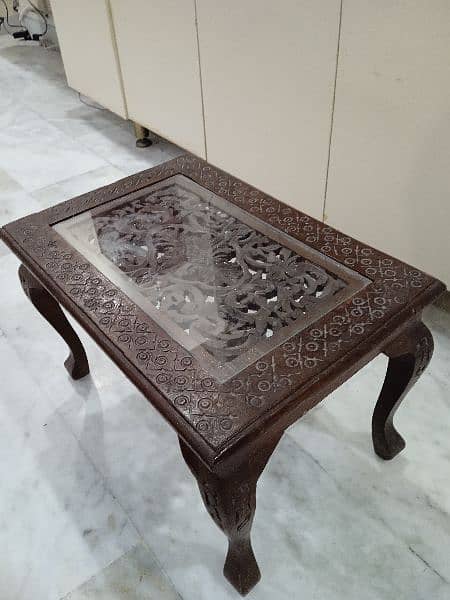 Engraved Wooden Table Set 2