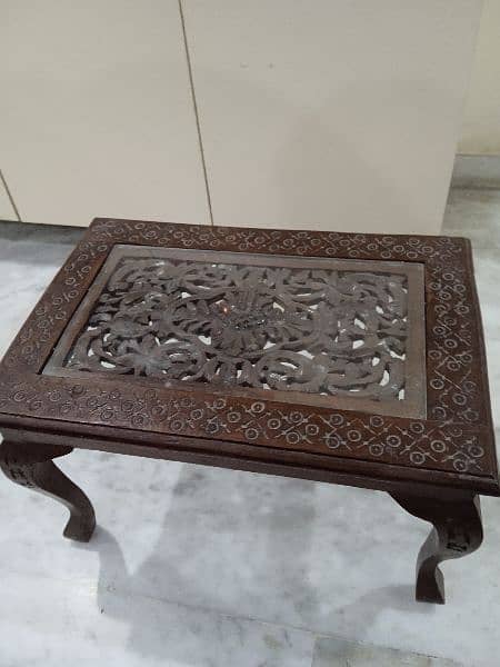 Engraved Wooden Table Set 3